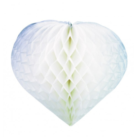 Wit Honeycomb hart, 20 x 20 cm( set van 2)