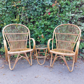 Te huur:  Set vintage stoelen 'bamboe'
