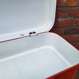 Vintage emaille broodtrommel rood
