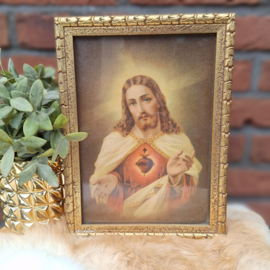 Vintage schilderij goud met afbeelding van Jezus