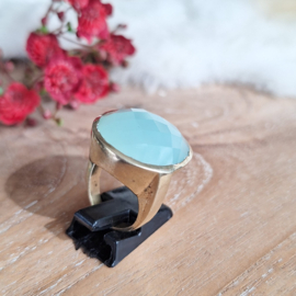 Ring "Ibiza 26", mt. 17, lichtgroene Chrysopraas