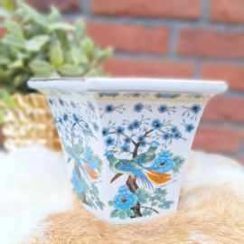 Vintage Chinese porseleinen bloempot met paradijsvogels