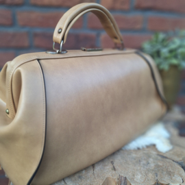 Vintage kunstlederen 'dokters'(weekend) tas, naturel