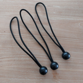 Partytent elastiek met bolletje, 21 cm, zwart,  12 stuks