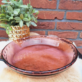 Vintage glazen 'Cranberry pie' schaal, Pyrex, jaren '50