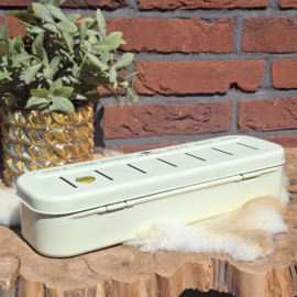 Vintage "Brabantia" huishoud geldkistje offwhite incl. sleutel, nr.4