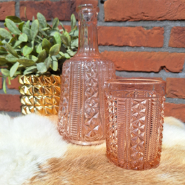 Vintage tumbler met glas 'Henri van Heemskerk/ Scailmont' in roze