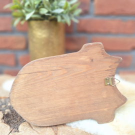 Vintage hertengewei op houten bruine wandplaat/ schild nr. 3