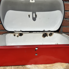 Vintage emaille broodtrommel rood, Jaren '50/'60
