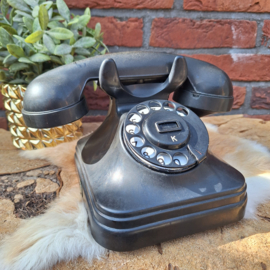 Zwarte antieke bakelieten telefoon PTT, type AD 55202