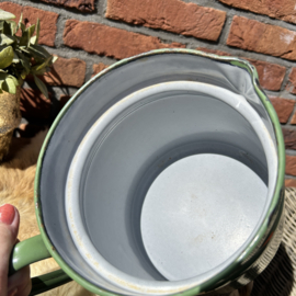 Vintage rededa-groene emaille melk koker