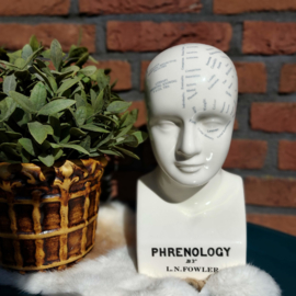 Vintage Phrenology buste/hoofd 'by L.N. Fowler' in keramiek