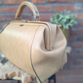 Vintage kunstlederen 'dokters'(weekend) tas, naturel