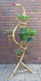Vintage bamboe plantenstandaard " slang"