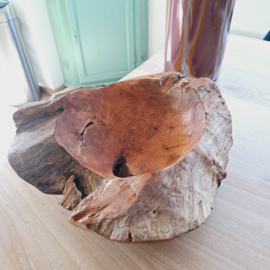 Robuuste teak houten schaal