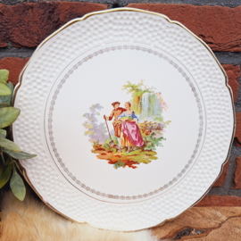 Vintage porseleinen bord met Victoriaanse afbeelding