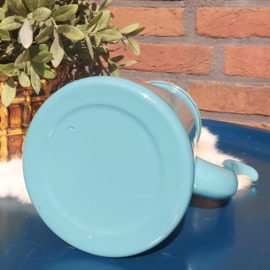 Vintage emaille koffiepot met deksel, zeegroen