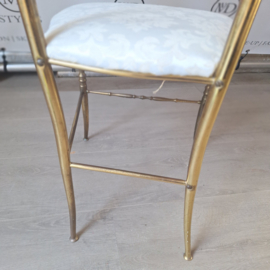 Vintage brass chiavari stoeltje goud/ offwhite, Jaren '50