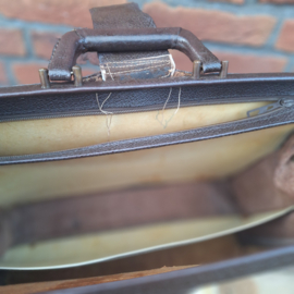 Antieke lederen dokterstas, donkerbruin, Jaren '50/'60