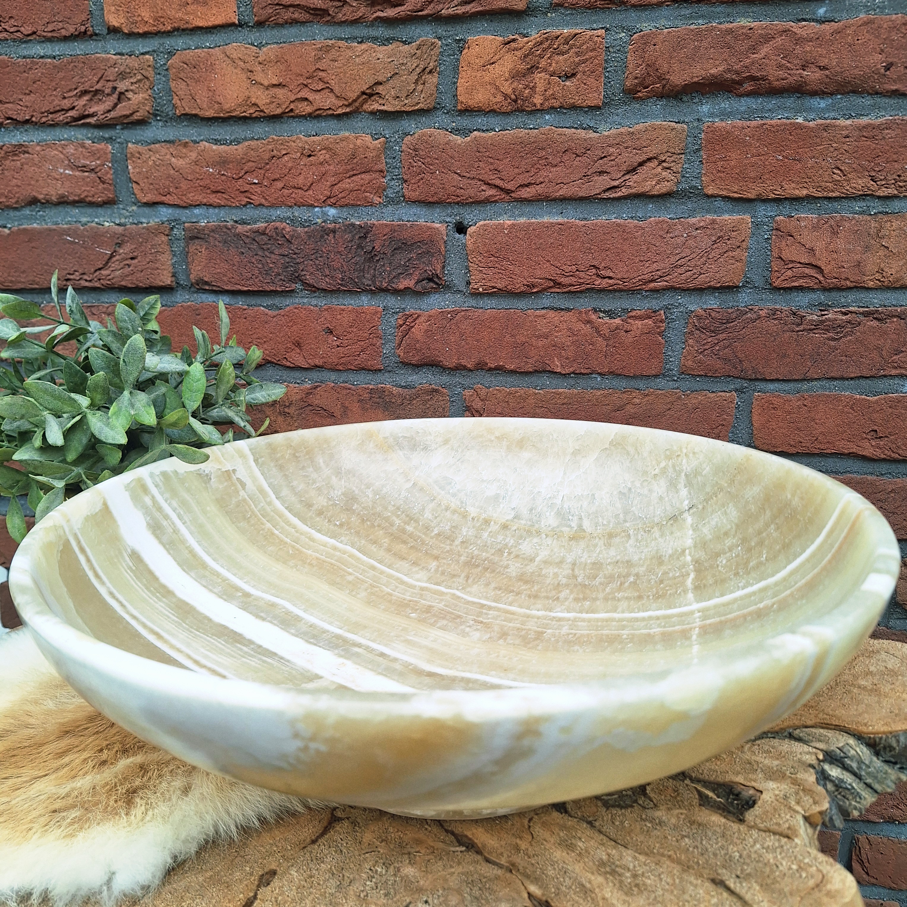 Vintage Onyx schaal H 13 x Ø 40 cm.