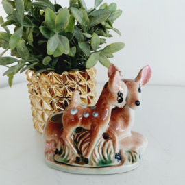 Vintage bloempot 'Moeder en baby hertje/ bambi'