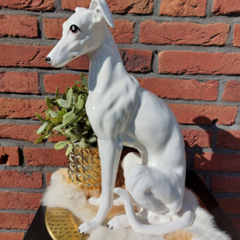 Vintage beeld Greyhound/ windhond/ Whippet, keramiek, H 35,5 cm.