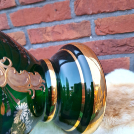 Vintage Bohemian glazen groene vaas XL