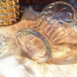 Vintage facet geslepen glazen bewaarpot met deksel