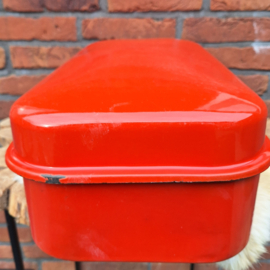 Vintage emaille broodtrommel rood