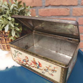 Vintage blik 'Van Melle' met paradijsvogels, jaren '50;