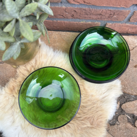 Vintage groene glazen 'Vereco' schotels/schaaltjes(4) , 60's