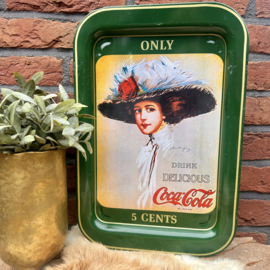 Vintage metalen Coca-Cola dienblad: 'Hamilton King Girl', 70's