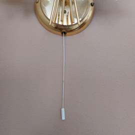 Vintage Murano glas/ messing wandlamp met trekschakelaar