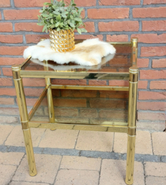 Vintage tafeltje goud  koper/ brass/ glas