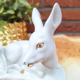 Vintage beeldje hertenmoeder met jong/ Bambi, Lichte VEB