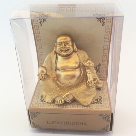 SALE:Happy Boeddha in doosje; goud