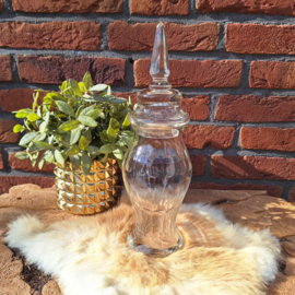 Vintage facet geslepen glazen bewaarpot met deksel