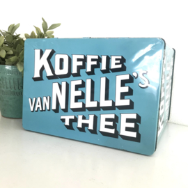 Vintage blik Van Nelle, Koffie/ thee, blauw