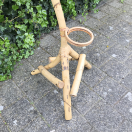 Vintage bamboe/ rotan plantenstandaard groot, 70's