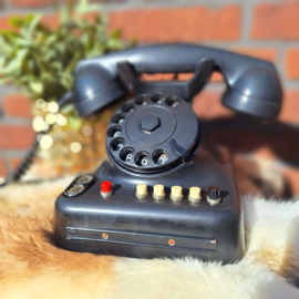 Zwarte antieke bakelieten telefoon PTT, type 1950