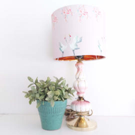 Vintage staande lamp keramiek met hippe lampenkap