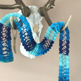 Decoratie set(12-delig) blue;  honeycombs, pom poms, slingers en waaiers