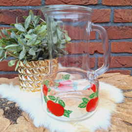 Vintage glazen schenkkan met appeltjes ,70's/ 80's