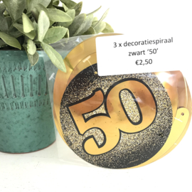 3 decoratiespiralen goud/zwart "50 "