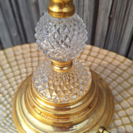 Vintage messing tafel lamp met 'kristallen'