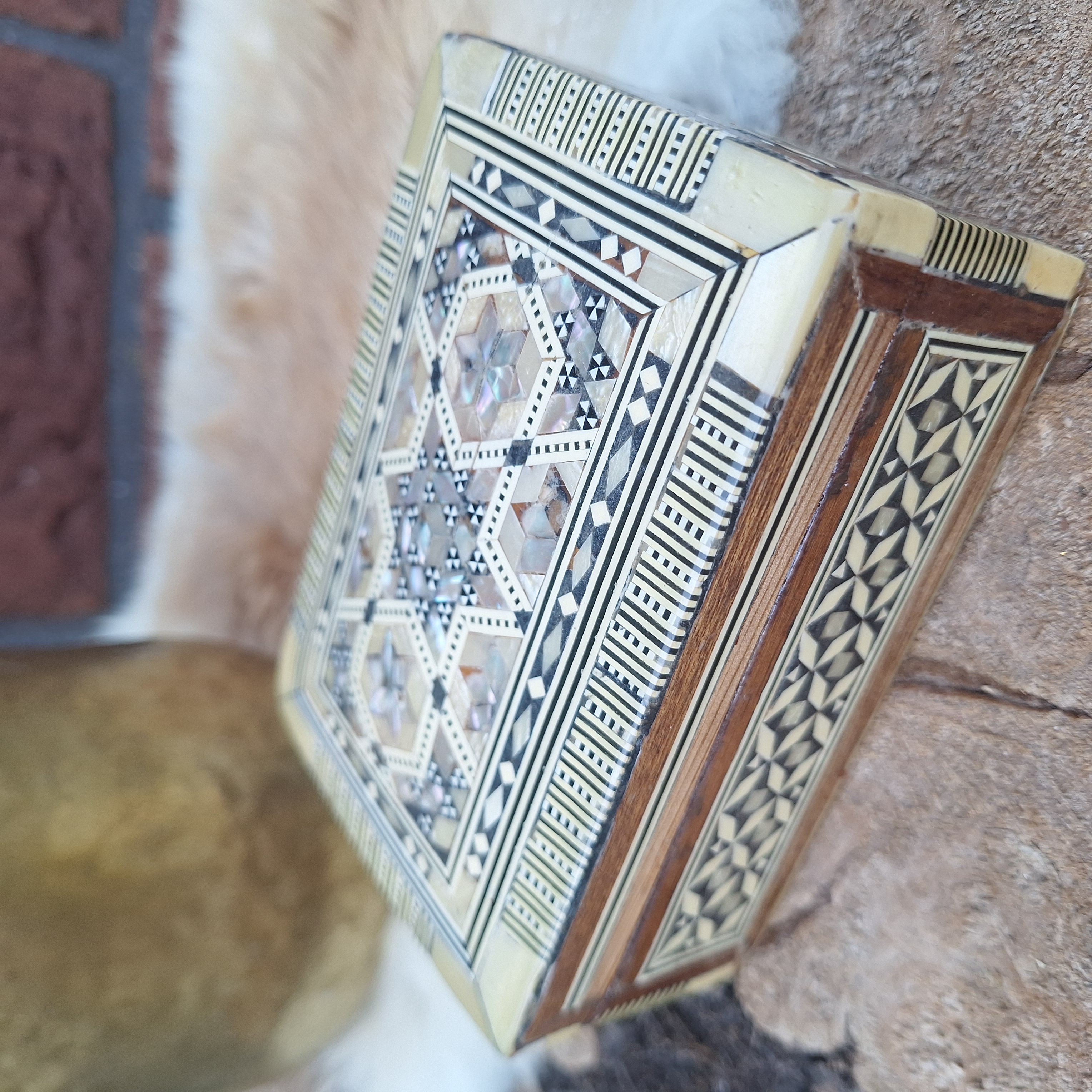 Vintage (sieraden) doosje met Khatam parelmoer inlegwerk