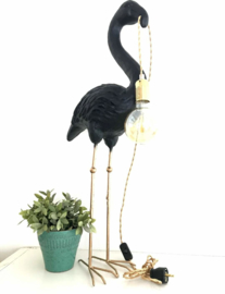 Flamingo lamp zwart en goud