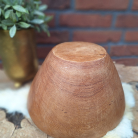 Vintage teak houten schaal hoog H 16 cm x Ø 24 cm.
