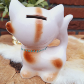 Vintage spaarpot/Tirelire  'Geluks Poes', H 15 cm
