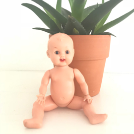 Vintage popje met opslaande ogen en bewegende armen en benen, 19 cm